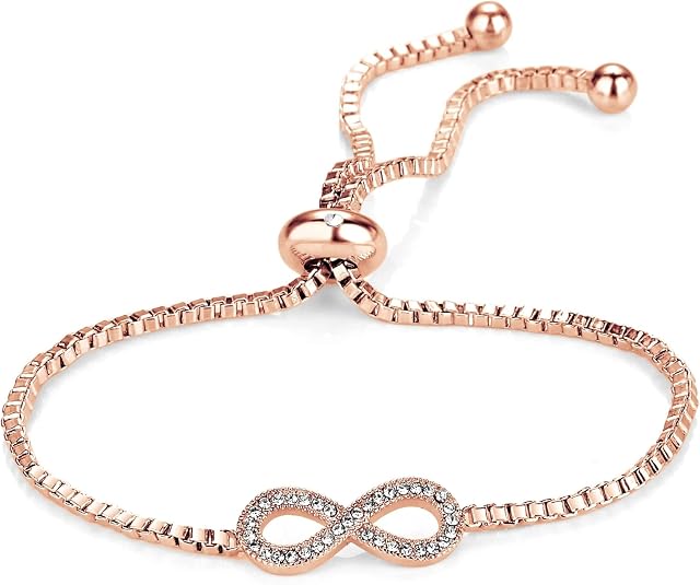 Philip Jones Rose Gold Plated Infinity Friendship Bracelet Created with Zircondia® Crystals