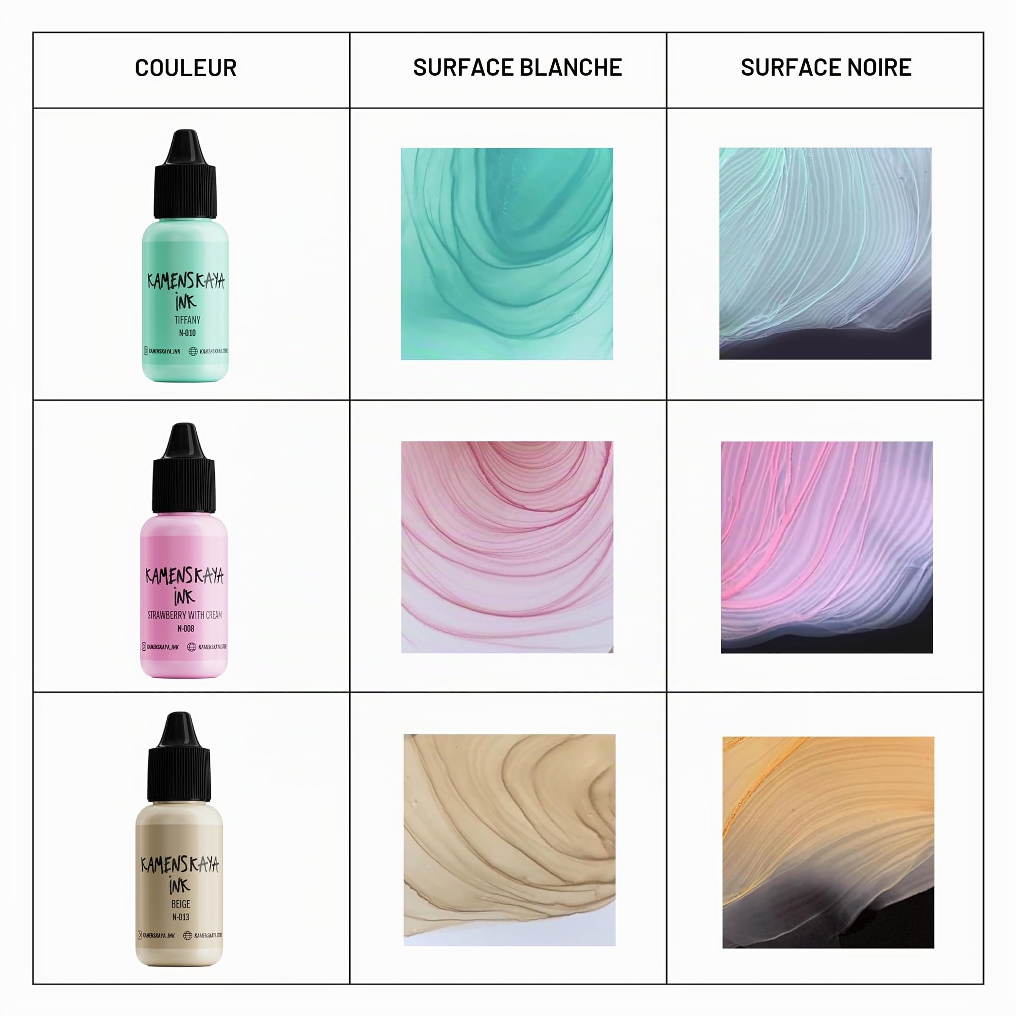 KAMENSKAYA Lot de 16 encres à alcool pastel, 15 ml chacune