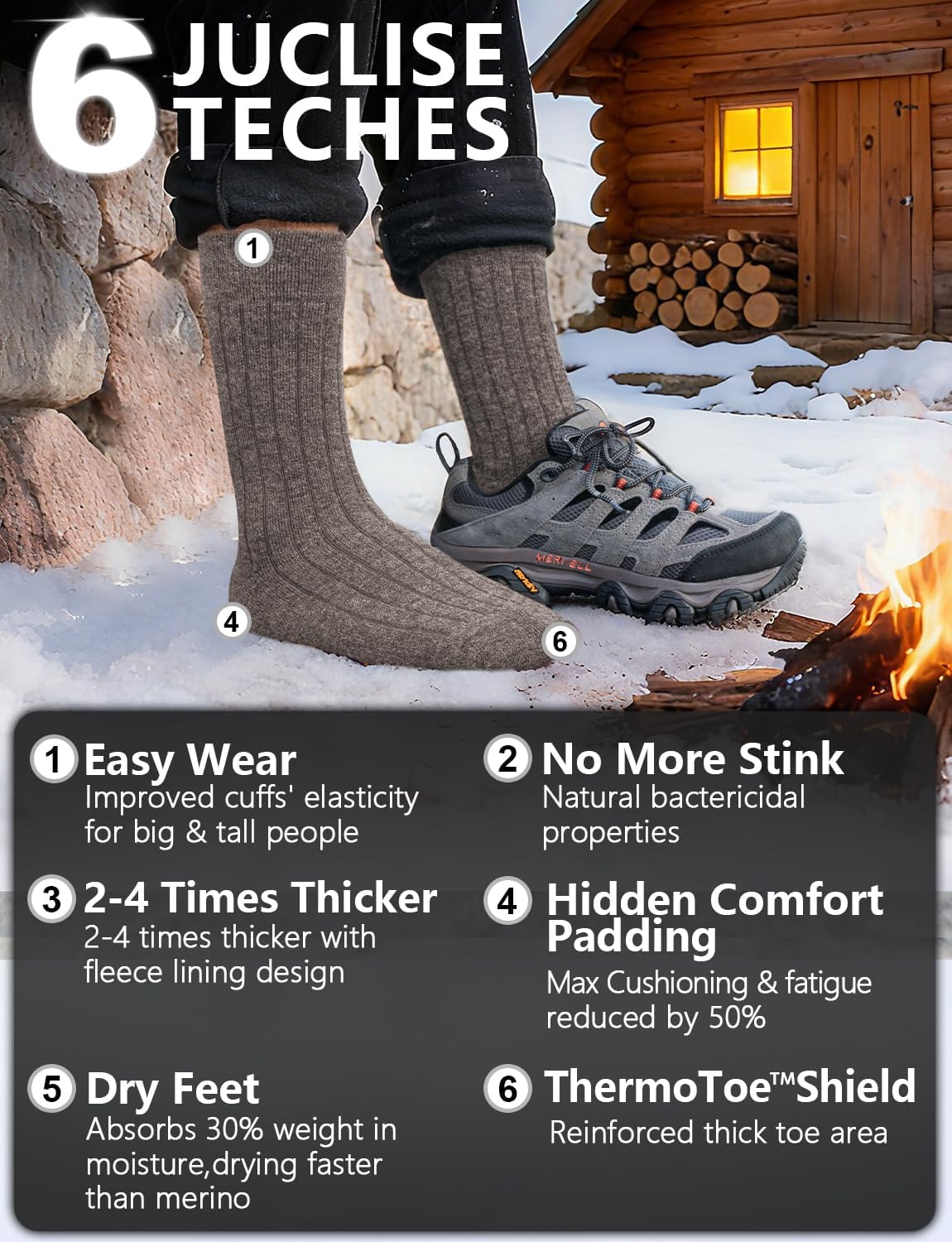 Alpaca Wool Winter Heavyweight Crew Socks Warm Thick Thermal Hiking Boot Work Cushioned Cozy Moisture Wicking - Image 6