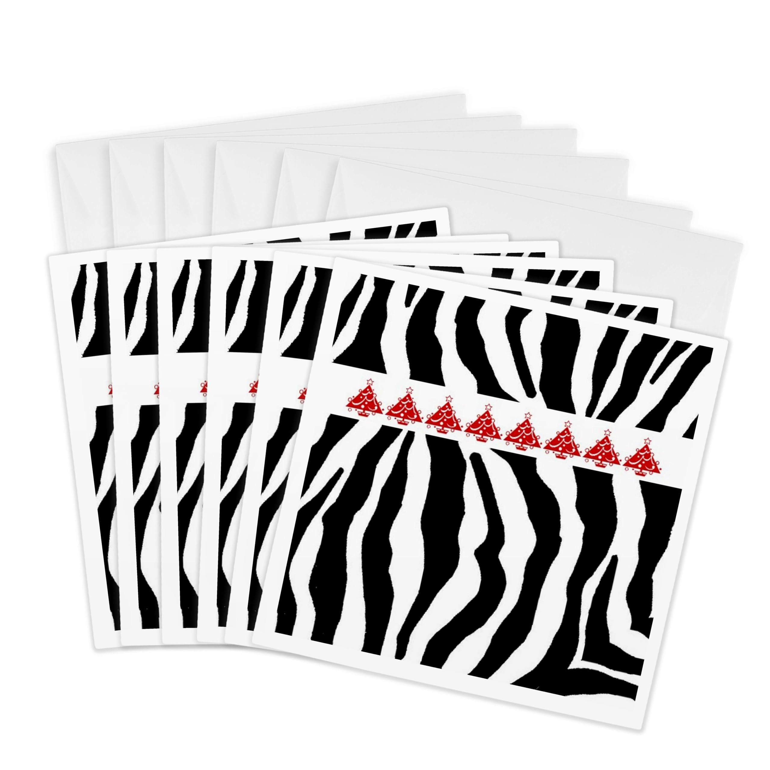 3Drose Christmas Tree Zebra Print - Greeting Cards, 6 by 6-inches, Set of 6 (gc_26124_1)