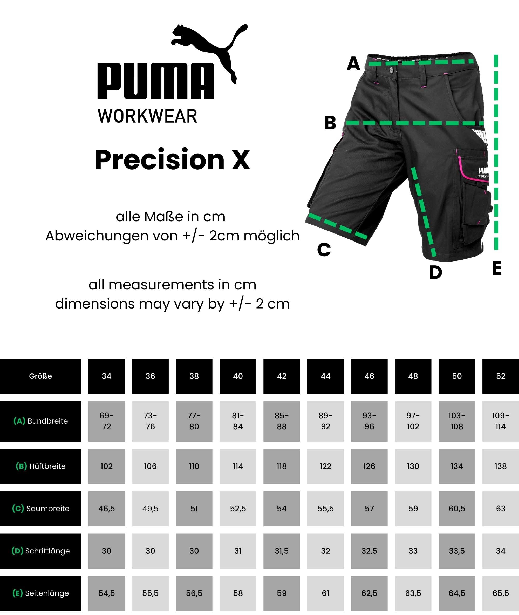 PUMA Workwear Precision X Arbeitsshorts - Kurze Arbeitshose Damen - Robustes, Flexibles Material - Cargohose mit vielen Taschen - Bequeme Passform - Ideal für Handwerk Heimwerk und Baugewerbe