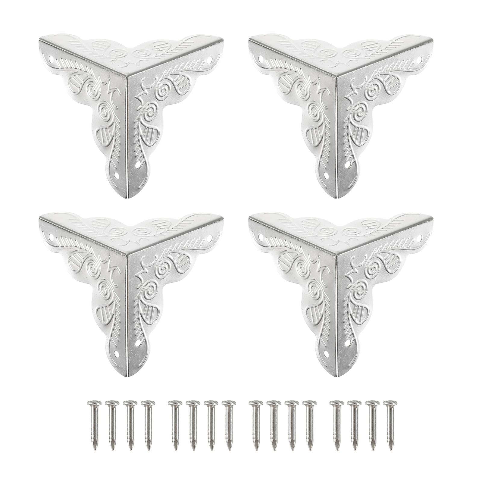 uxcell 12 Pcs Box Edge Guard, 35mm Decorative Box Corner Cover,Silver