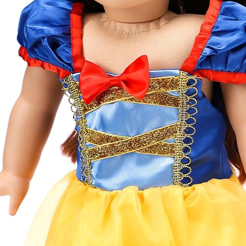 Miniatura 3 de Ropa de muñeca de niña de 18 pulgadas, disfraz de princesa blanco nieve para muñecas de 18 pulgadas (blanco nieve)