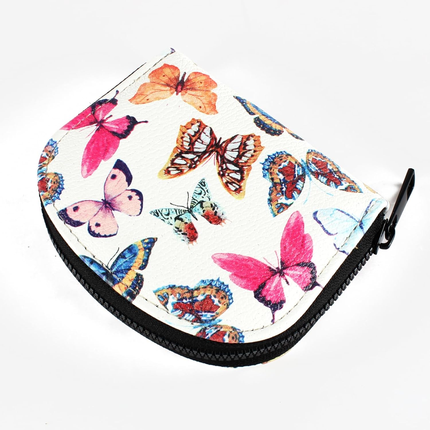 Small Zip Wallet Credit Card Wallet Coin change case Holder for women PU Leather(Butterfly) - Image 3