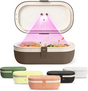 UVI, Self Sanitizing Electric Lunch Box for Adults, Portable Food Warmer for Work & Travel, Portable Heated Lunch Box for Men & Women Charging Box Not Included