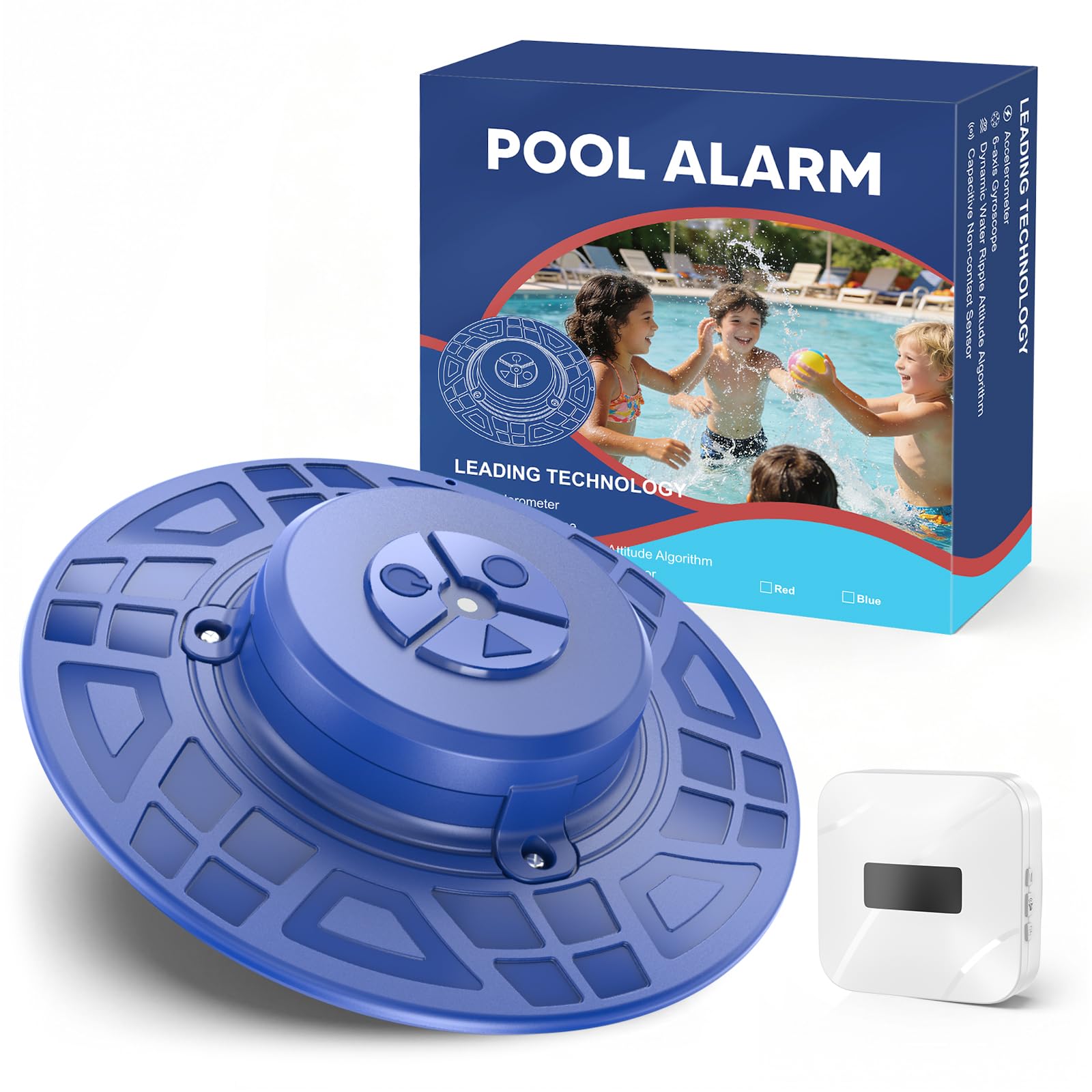 Photo 1 of Pool Alarm for Inground & Above Ground Pools, 110dB Floating Pool Safety Alarm for Kids and Pets, 220 ft Wireless Receiver with Adjustable Sensitivity, No App or WiFi Required, Easy Setup (Blue)