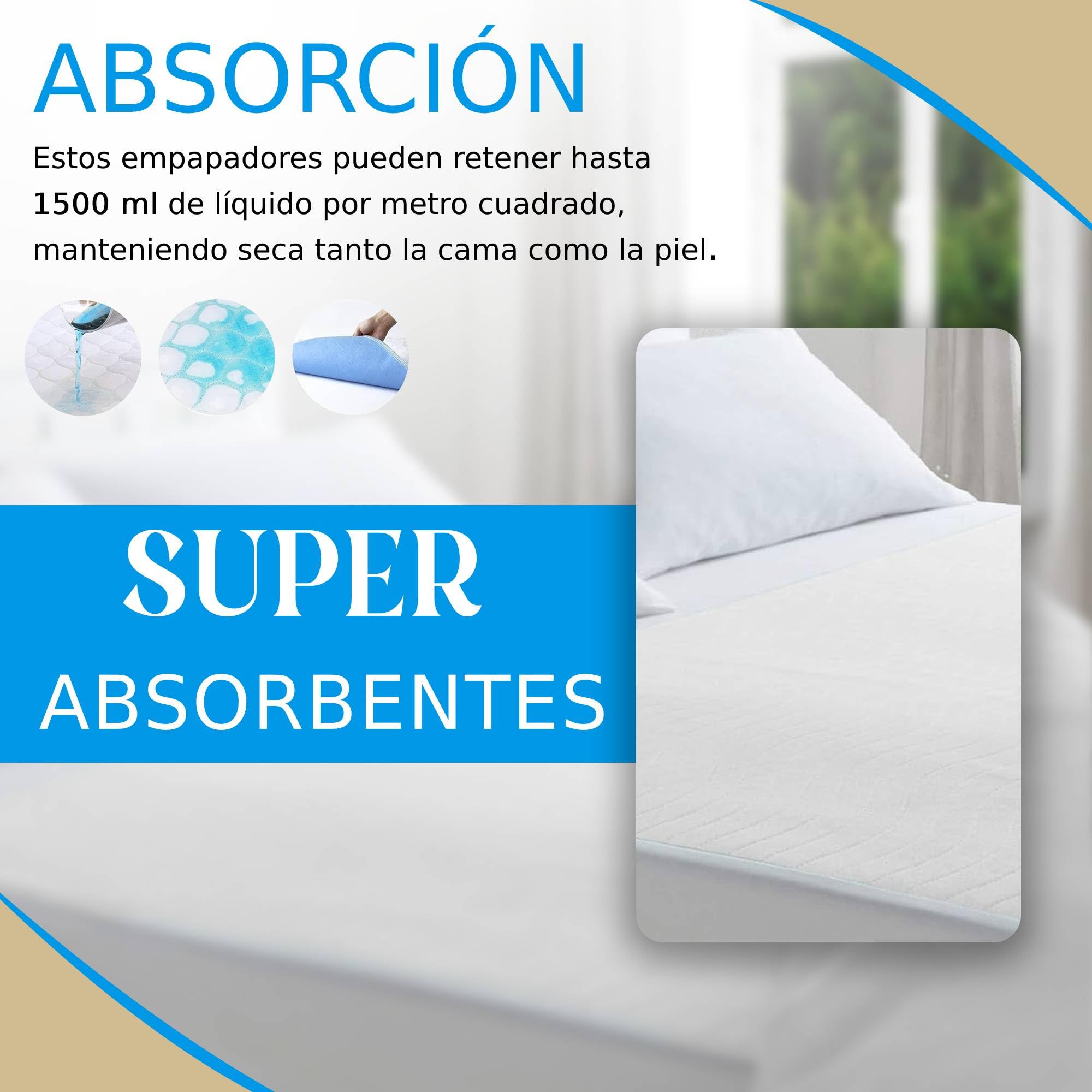 2 Empapadores Cama Adultos Lavables con Alas - (135x80cm) - Empapador Protector de Cama - Impermeables y Súper Absorbentes - Salvacamas - con Bolsa para Lavar Ropa Delicada.