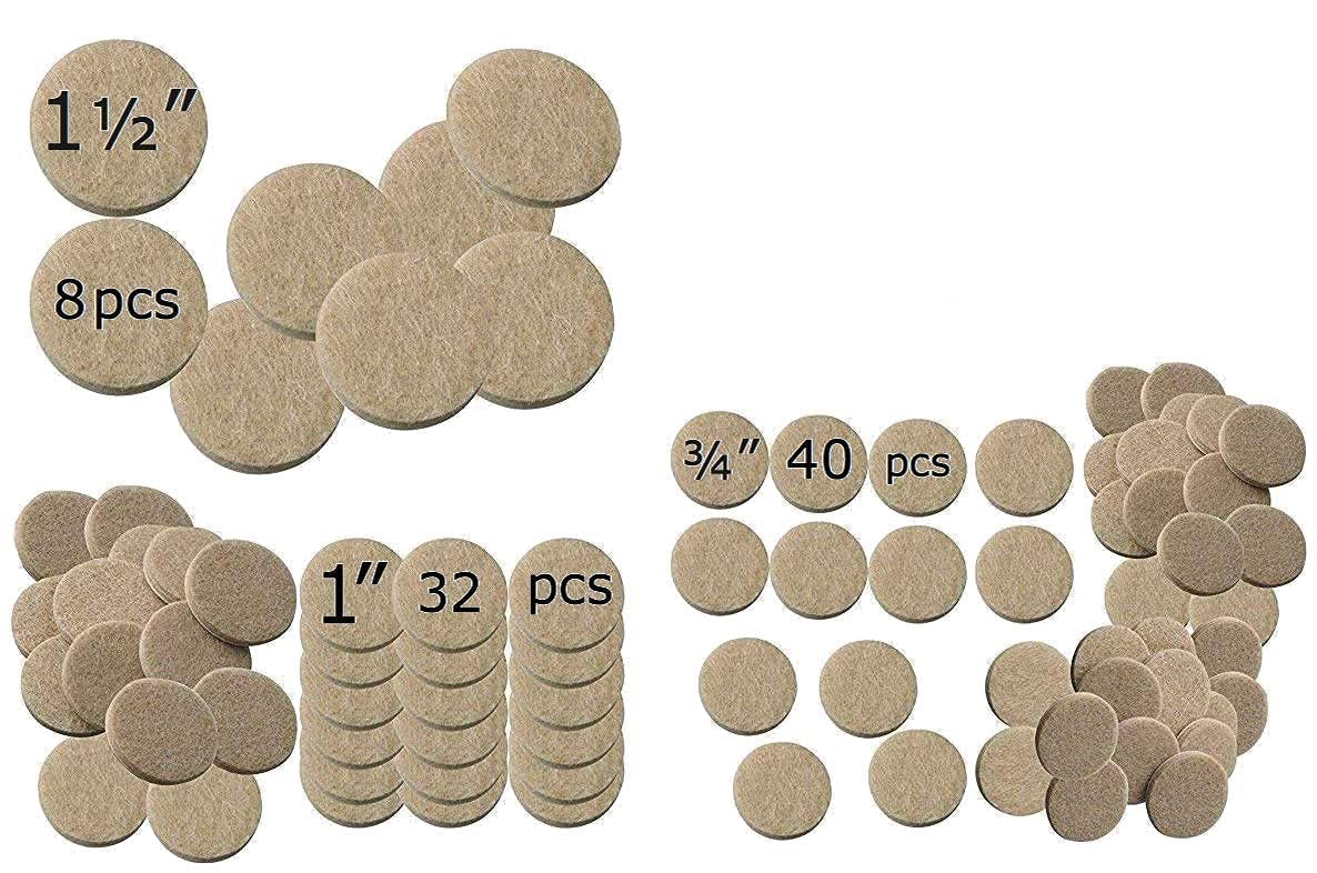 Okayji Self Adhesive Rubber Round Felt Pads Non Skid Floor Furniture Scratches Protector, 80 Pieces