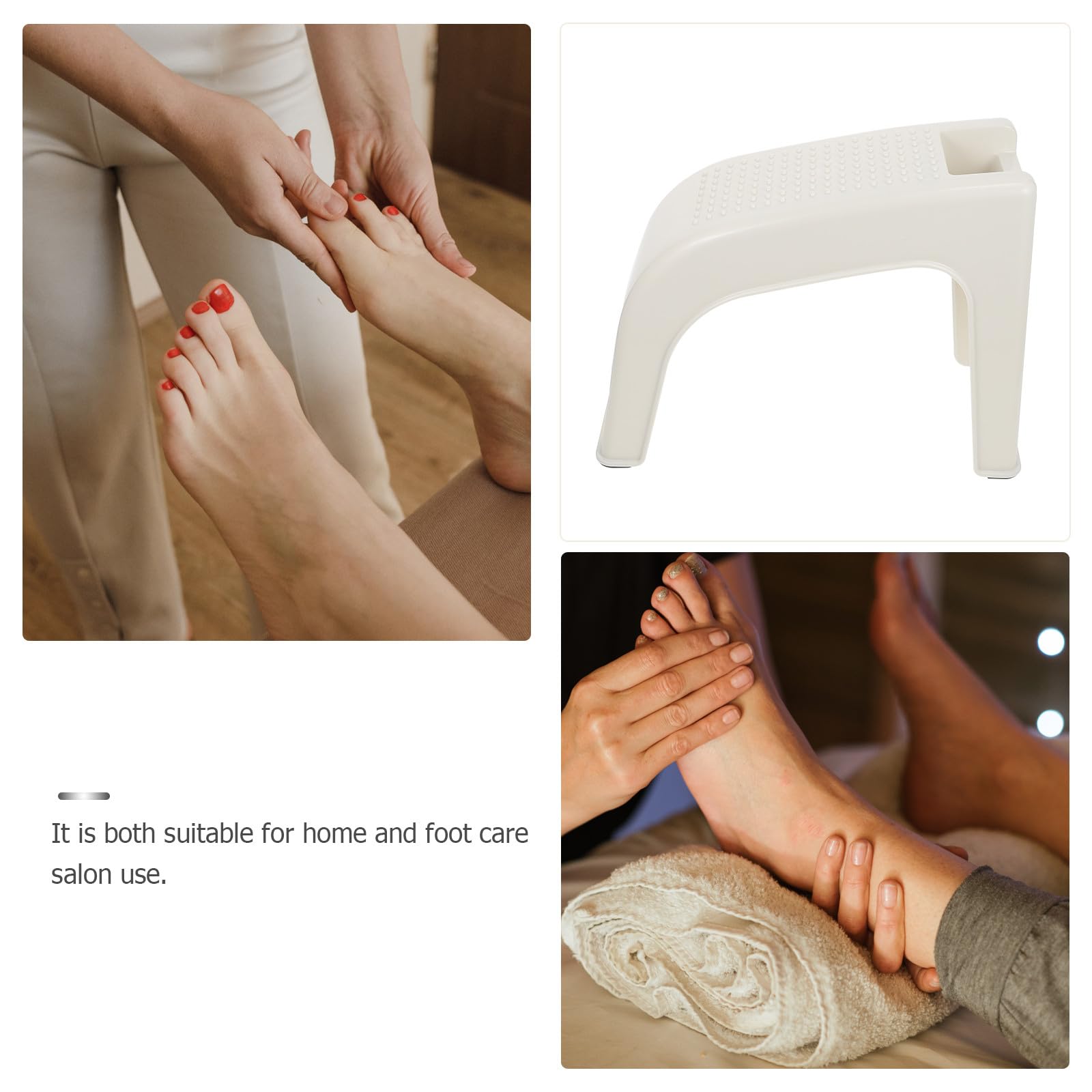 VILLCASE Badezimmer Fußhocker Pediküre Kunststoff Beige rutschfest für Erwachsene mit Massagefunktion Fußpflege Zubehör