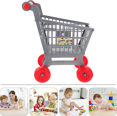 Miniatura 6 de Toyvian Mini carrito de compras carrito de supermercado, carrito de compras, carrito de almacenamiento, juguetes de simulación, soporte para