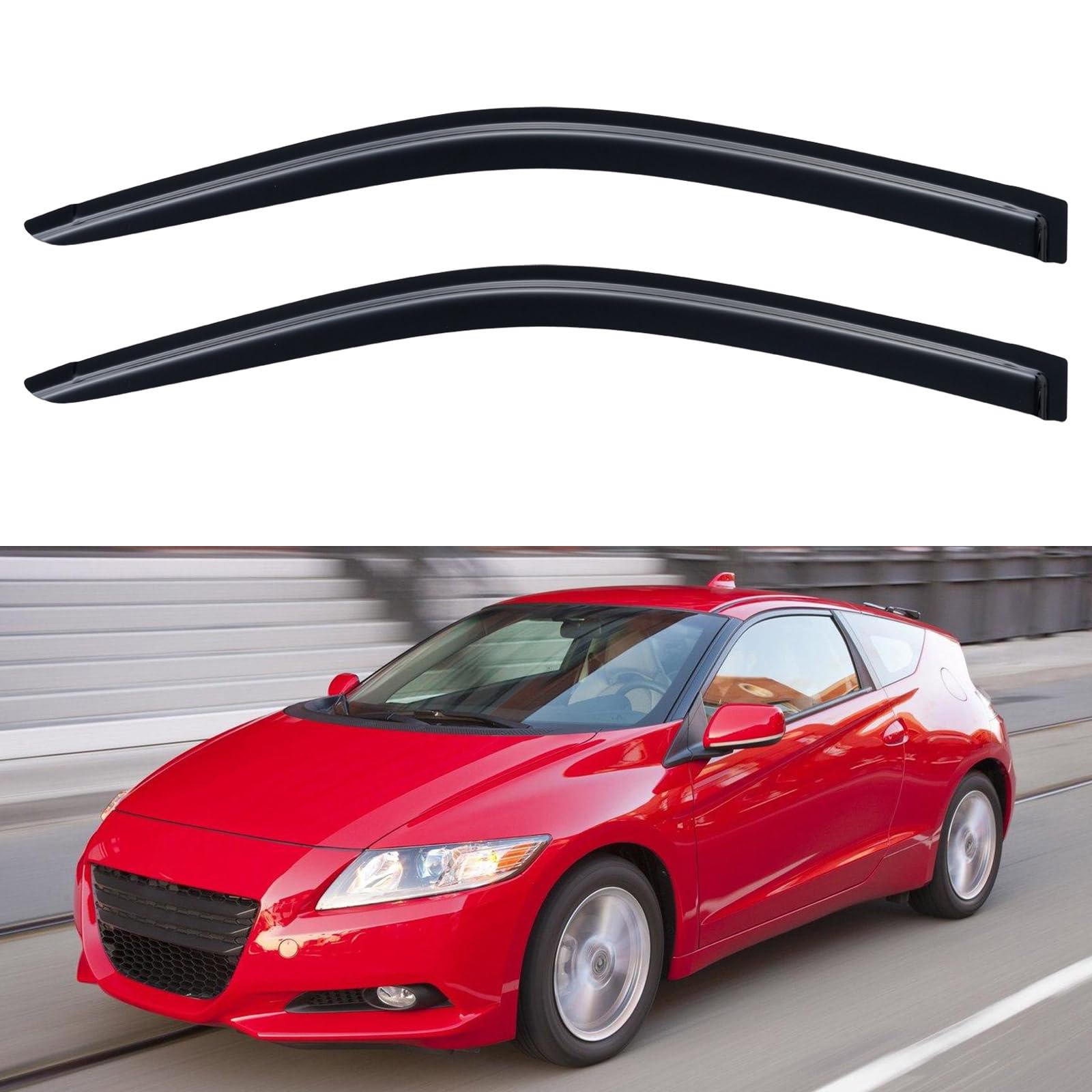Window Visors Rain Guards for 2011-2016 Honda CRZ CR-Z | Out-Channel Window Vent Wind Deflectors Visors Shades Protectors for 11 12 13 14 15 16 Honda CRZ CR-Z