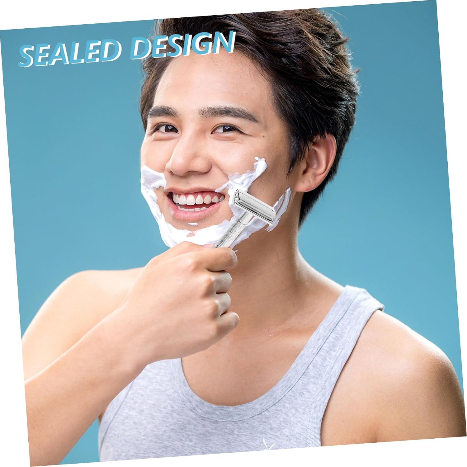 Cabilock Manual Long Handle Beard Shaver Double Edge Safety Razor Stainless Steel Old Style Butterfly Open Shaving Cutter for Men Facial Hair Removal