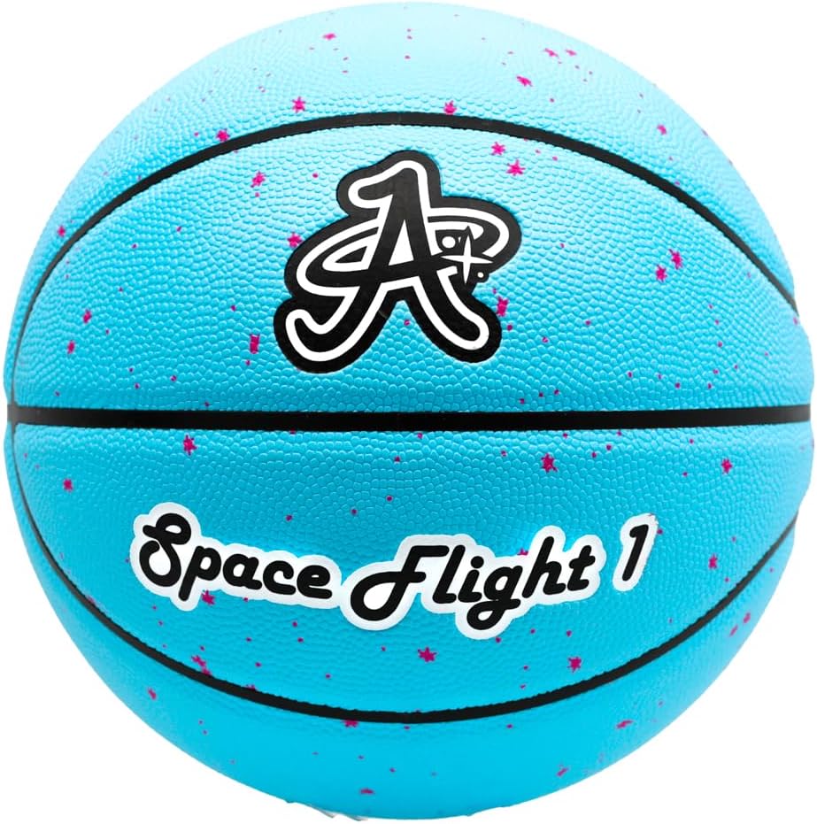 Space Flight 1 Official Basketball, Leather Game Ball; Indoor/Outdoor Court, Size 7, 29.5" Adult