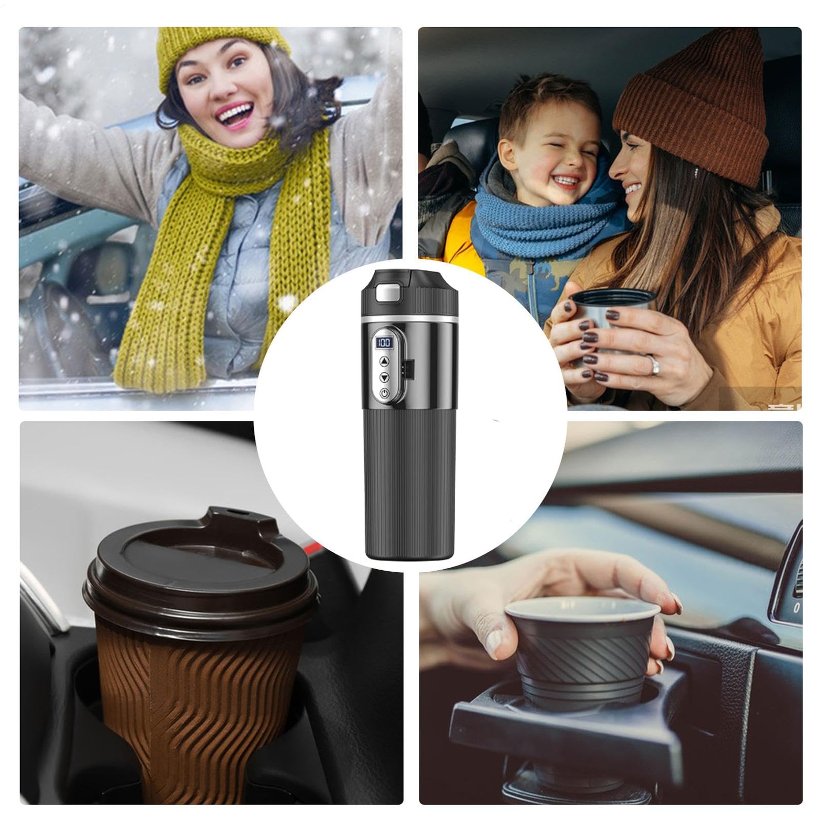 calentada de coche | Taza de café de viaje de 12 V/24 V | LCD Mostrar la | temperatura de temperatura del calentador de botella eléctrica calefacción 500 ml