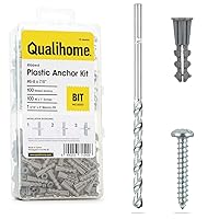 Vista 8 de Qualihome Kit de Anclajes de Plástico Acanalado para Paneles de Yeso - Anclajes de Pared y Tornillos para Paneles de Yeso Incluye Anclajes