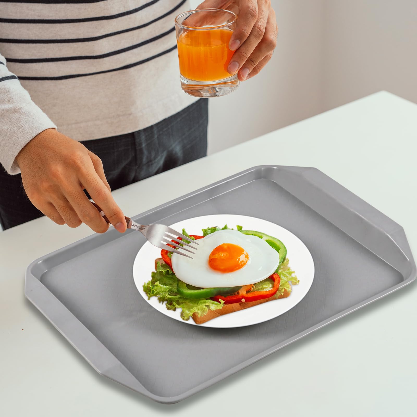 3 Gris et 3 Blanc Plateaux Plateau de Service en Plastique Rectangulaire