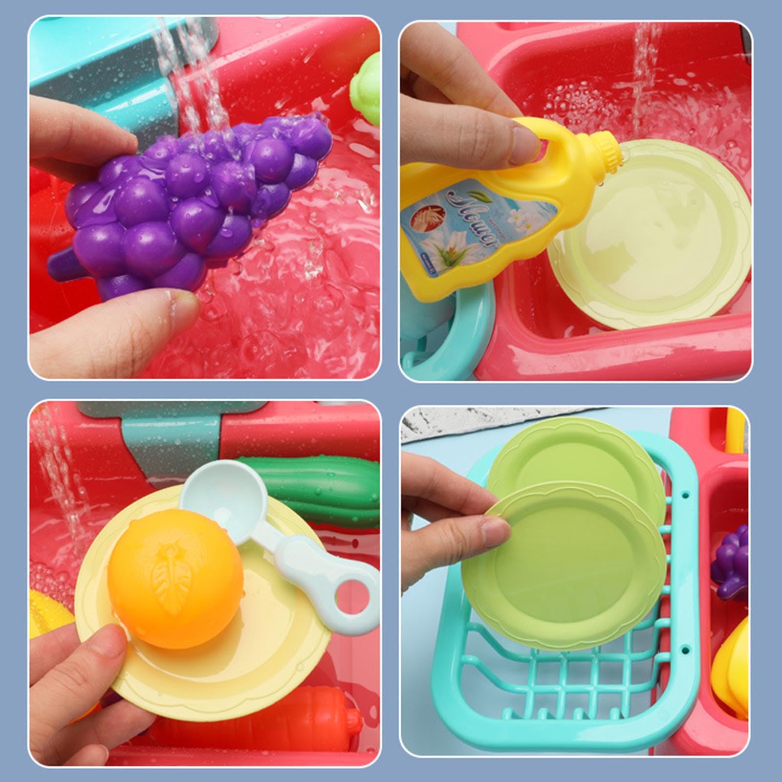 Lavandino da Cucina Giocattolo per Lavare i Piatti con Acqua Corrente - Casa Giocattolo per Ruoli - Gioco di Lavaggio Piatti