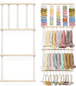 POVETIRE Headband Holder Hair Bows Organizer for Girls, Baby Headbands Hair Accessories Organizer Storage Wall Hanging Decor for Toddler Girls Room