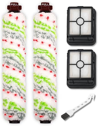 Replacements Part Compatible with BISSELL CrossWave Wet Dry Vacuum, CrossWave PET PRO and CrossWave Cordless Accessories 2 Multi-Surface Pet Brush Rolls+2 Filters