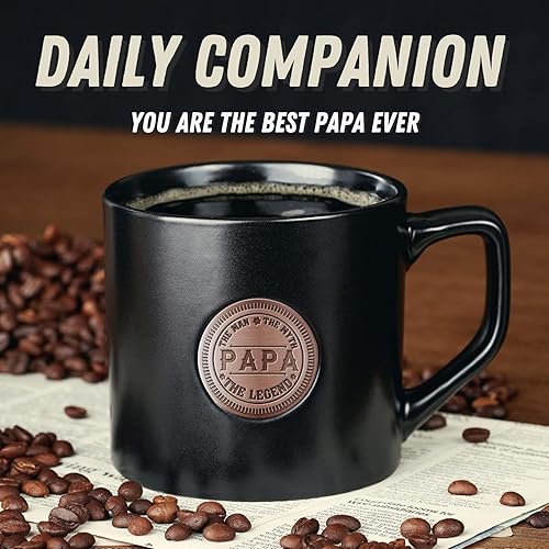 Miniatura 3 de Onebttl Papa Gifts - Taza de café con insignia dorada de nieta, nieto, taza de cerámica de 15 onzas  15.2 fl oz para Navidad, cumpleaños