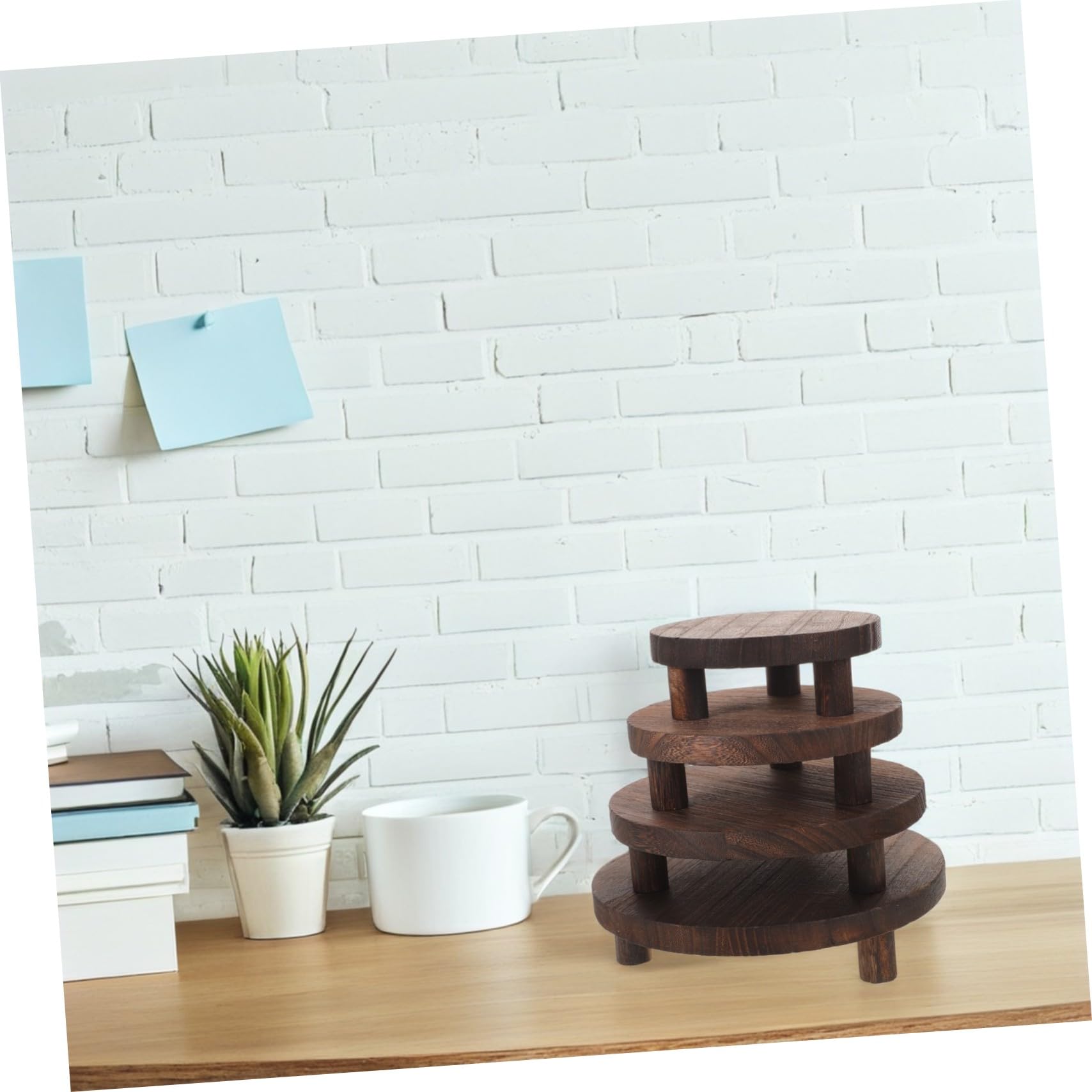 SUPVOX Espositore Rotondo in Legno 4 Pezzi per Piccoli Oggetti
