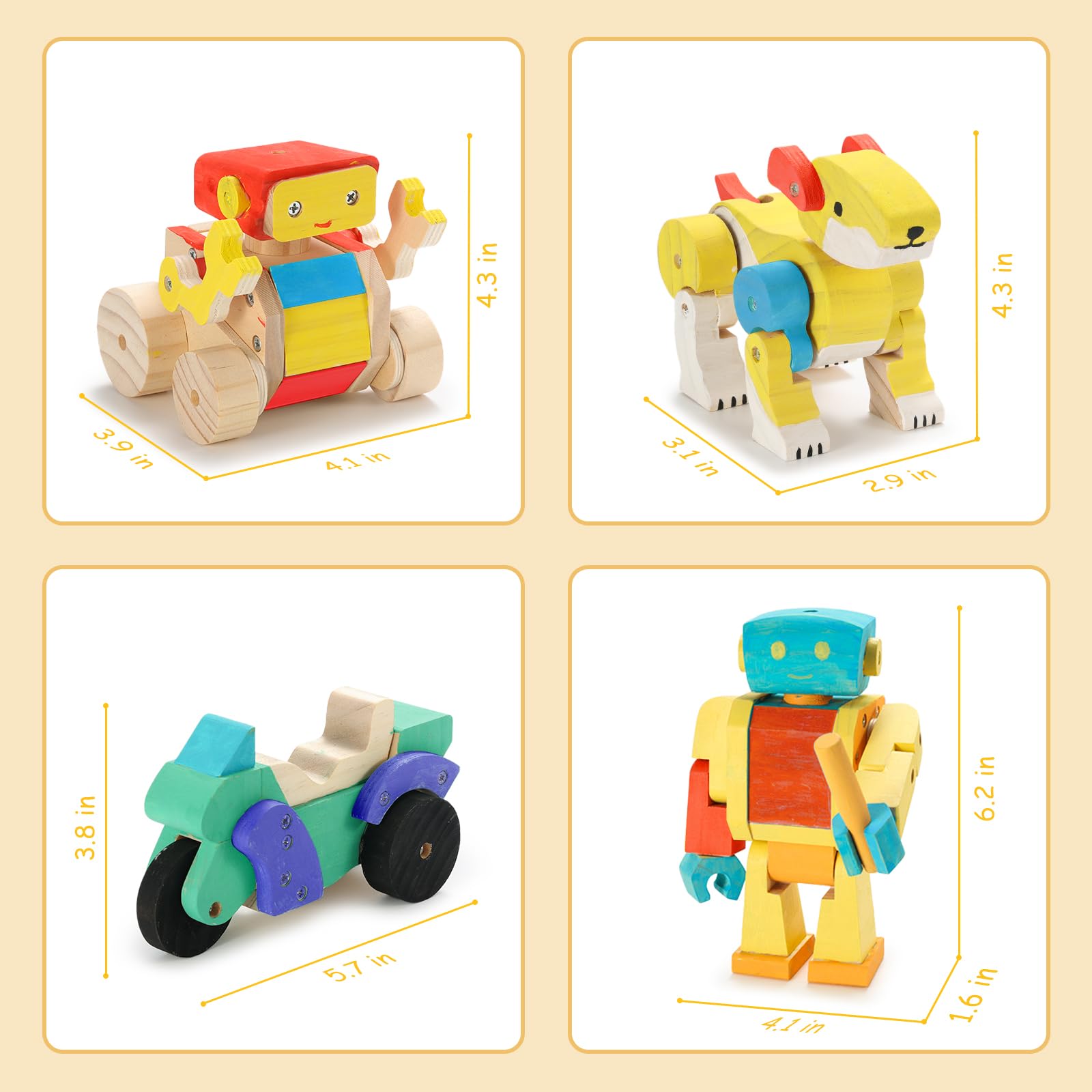 Kids Woodworking Kit - Build 4 Projects! -7