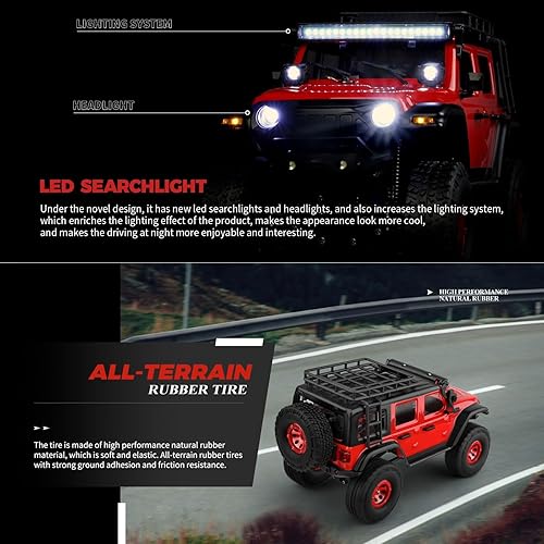 Miniatura 6 de 1/24 RC Truck 2428 4WD Electric RC Rock Crawler con luz LED 130 Motor de cepillo de carbono 3KM/H Todo Terreno Off Road Racing Car para Navidad,