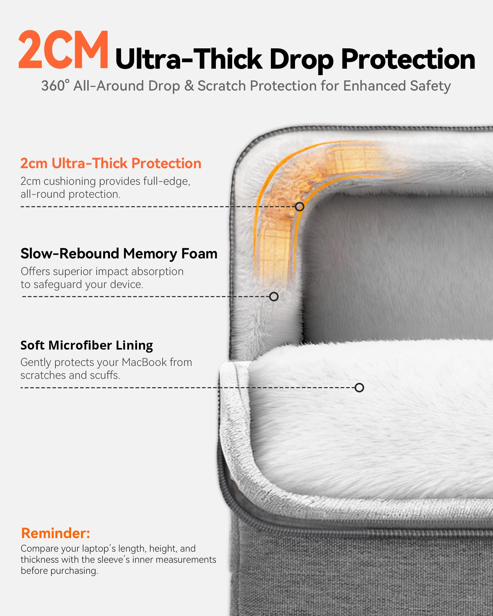 Bagasin Custodia Borsa Porta PC da 15 15,6 16 pollici con protezione per angoli e bordi, Sleeve Caso per laptop Computer compatibile con MacBook, HP, Dell, Lenovo, Asus