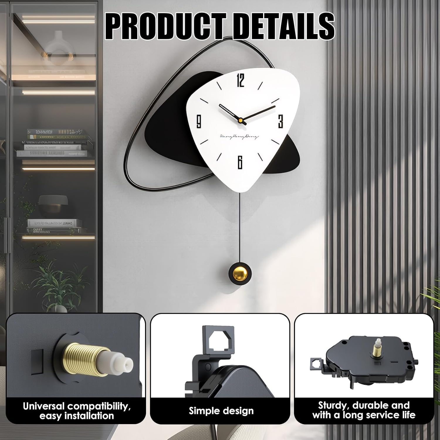 Clock Mechanism and Quartz Movement Replacement, DIY Clock Motor Parts and Repair Kit for Long Tree Pendulum Movement Mechanism, High Torque Silent Repair Kit