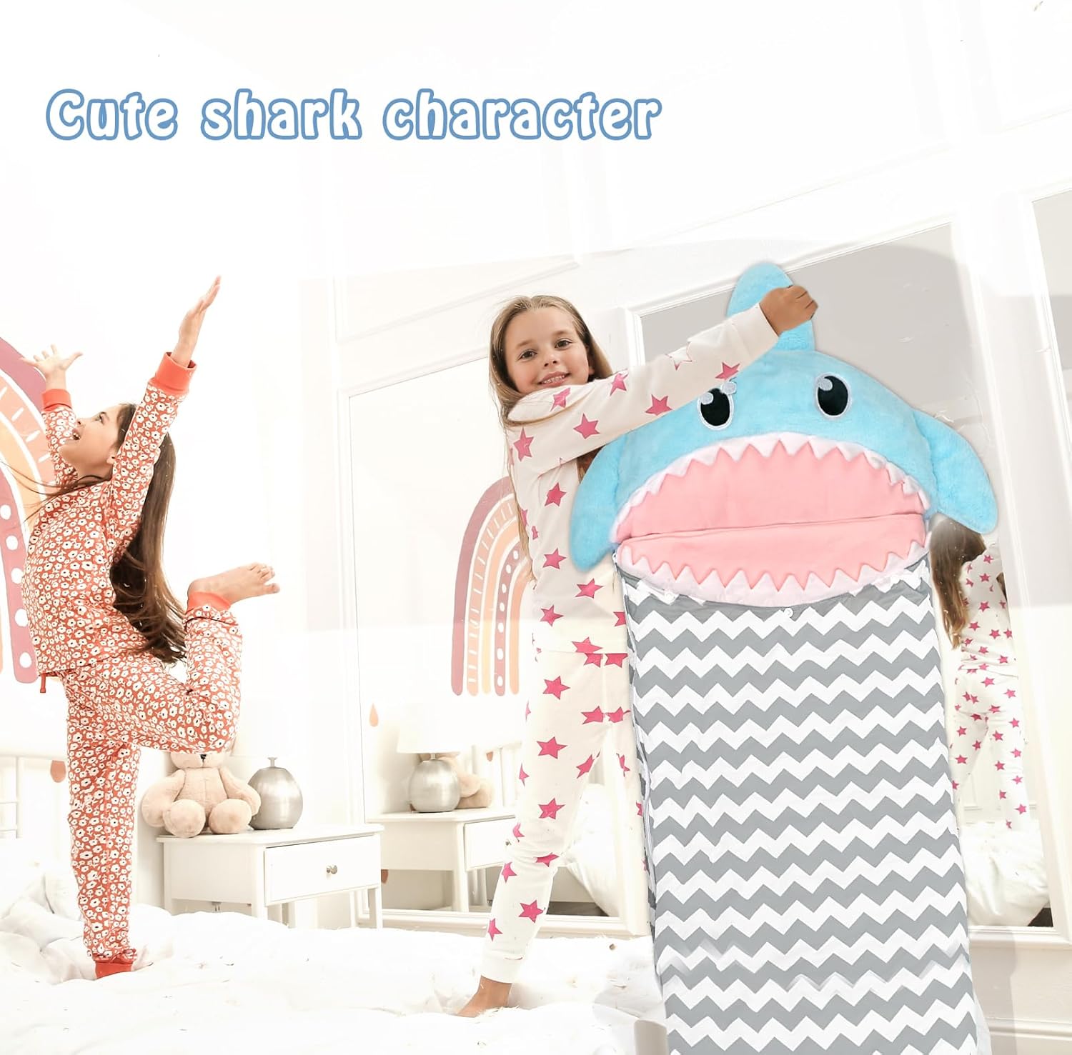 Shark Sleeping Bag for Kids Aged 3-6 Years, Ibeeule Cute Plush Sleepy Nap Mat Cartoon Children Sleeping Bag, 54 X 21 Inches Perfect for Toddlers Little Girls Boys Daycare Preschool Sleepove, Blue