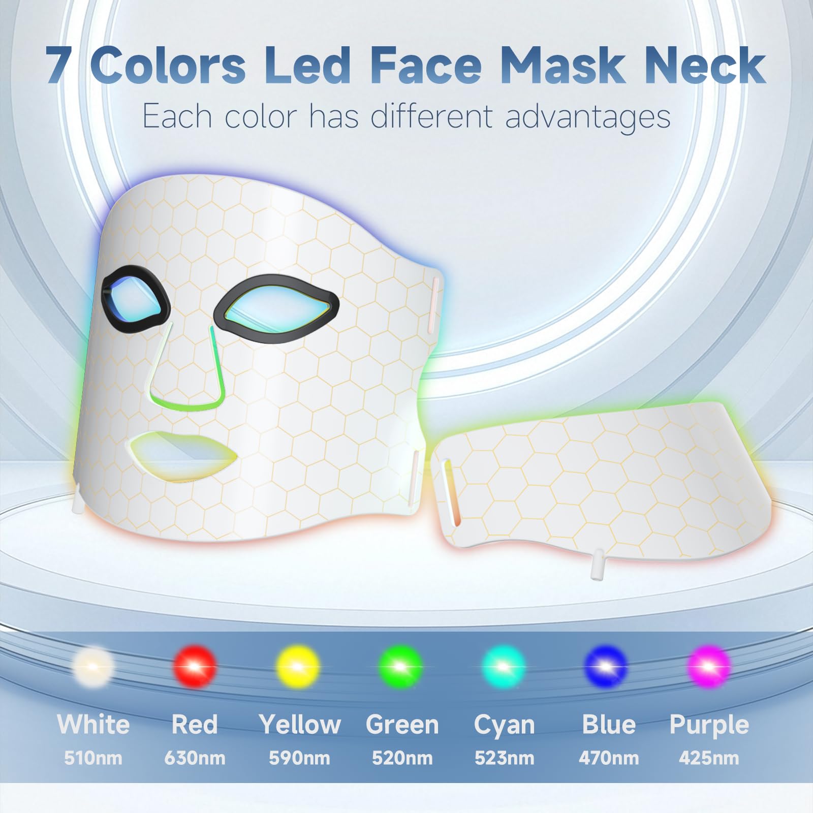 Controlled Led Mask LED Face Mask,LED Face Mask and Neck,Red Light Mask with 7 Colors,LED ...