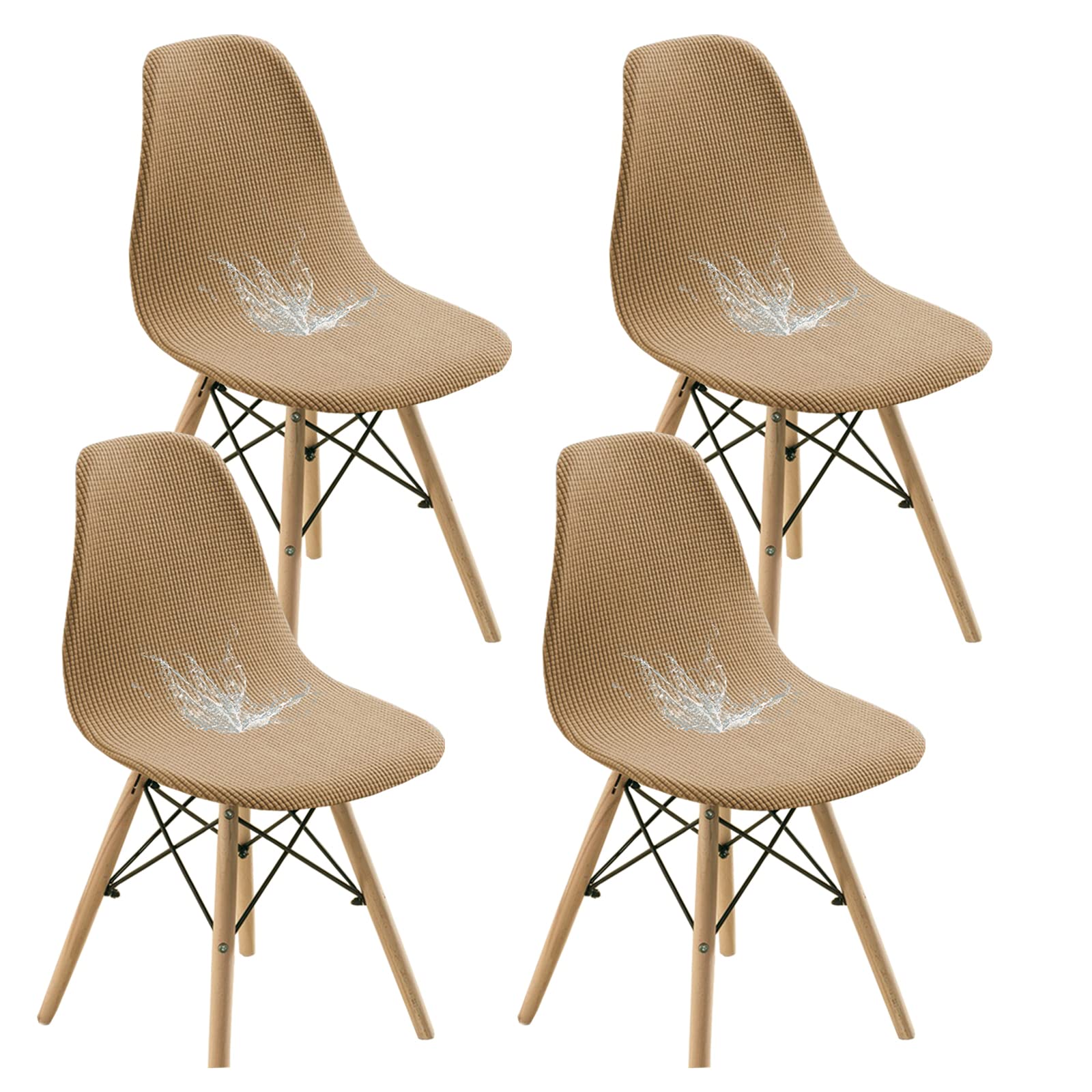 Bestenrose Camel Water Resistant Shell Dining Chair Cover Jacquard Stretch Armless Chair Slipcovers Removable Washable Seat Cover For Kitchen Banquet Home Hotel Side Chairs Slipcover (Set Of 4, )