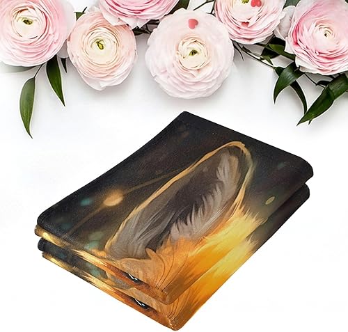 Vista 203 de Juego de 2 toallas de baño de color morado, remolques de mano de lobo, toallas de baño, toallas suaves y absorbentes para baño, cocina, gimnasio