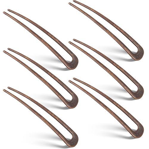 Miniatura 8 de 6 horquillas francesas de metal simple en forma de U, horquillas doradas para el cabello, 2 puntas, pasadores de moño, para mujeres y niñas,