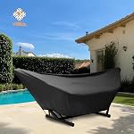Hammock Cover Waterproof,10-15FT Outdoor Hammock Covers with Elastic Ropes,Adjustable Buckle and Zip,420D Oxford HammockBeds Cover for Garden,Patio,Beach Hammocks Stand (Black, 9-10FT)