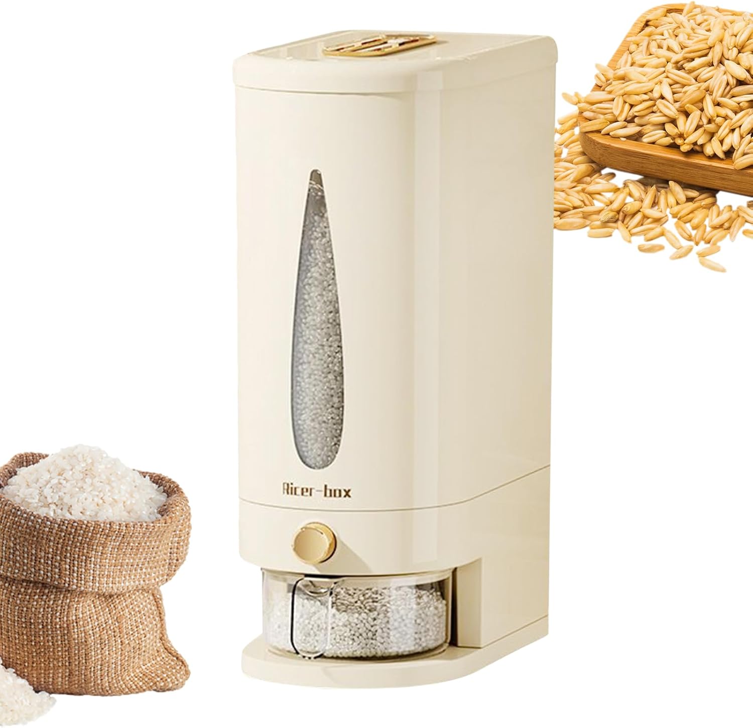 Rice Dispenser - Cereal Storage Bucket | Airtight Kitchen Pantry Container For Rice Soybean Corn Grain Dry Food Organization Easy Pour Household Food Storage Durable Practical Container For Daily Use