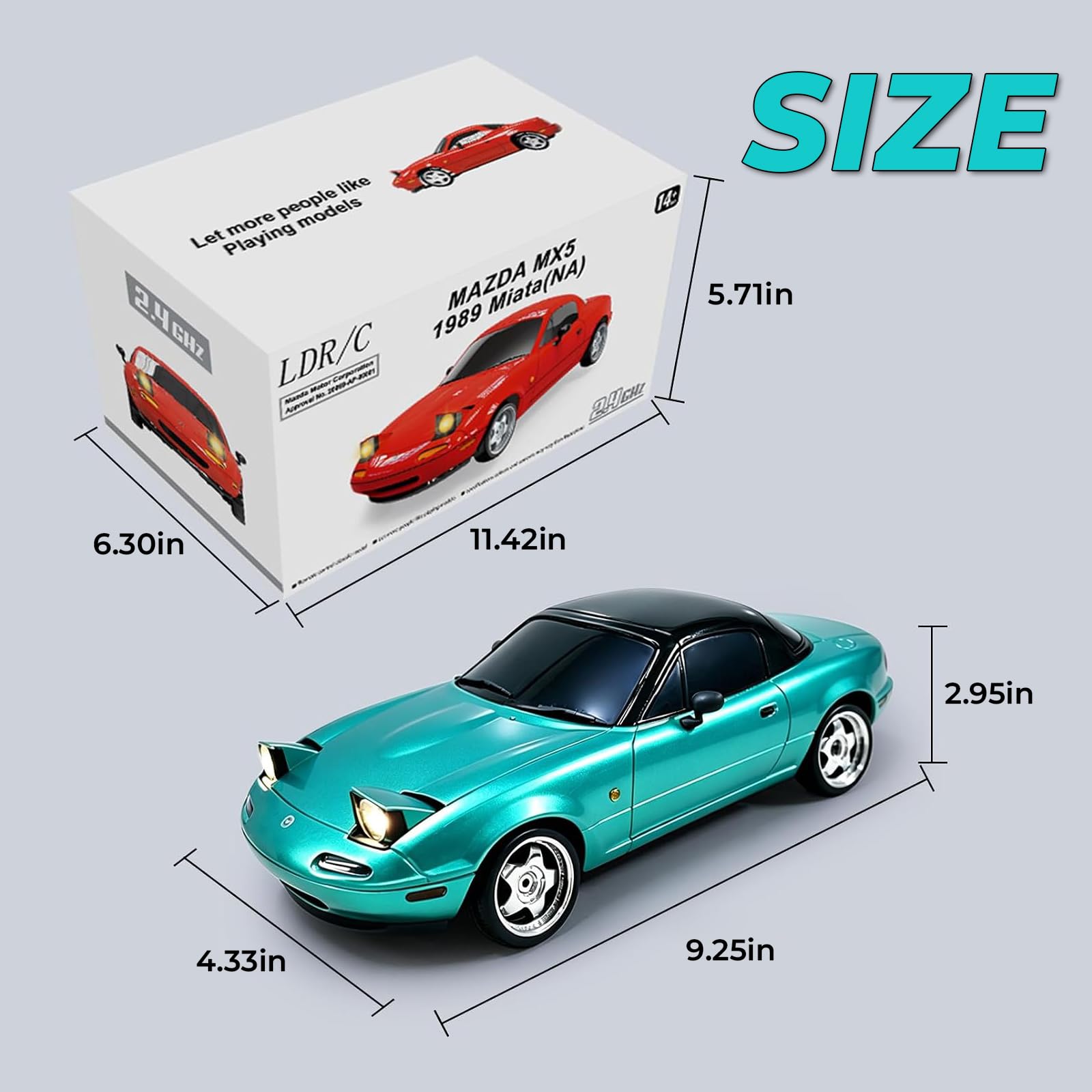 ARRIS 1/18 Scale RC Drift Car, LD1804 Mini MX-5 RC Model Car 2.4GHz RWD Miata RC Vehicles with Gyro for LED Lights for Adults Hobby Toys (Blue)