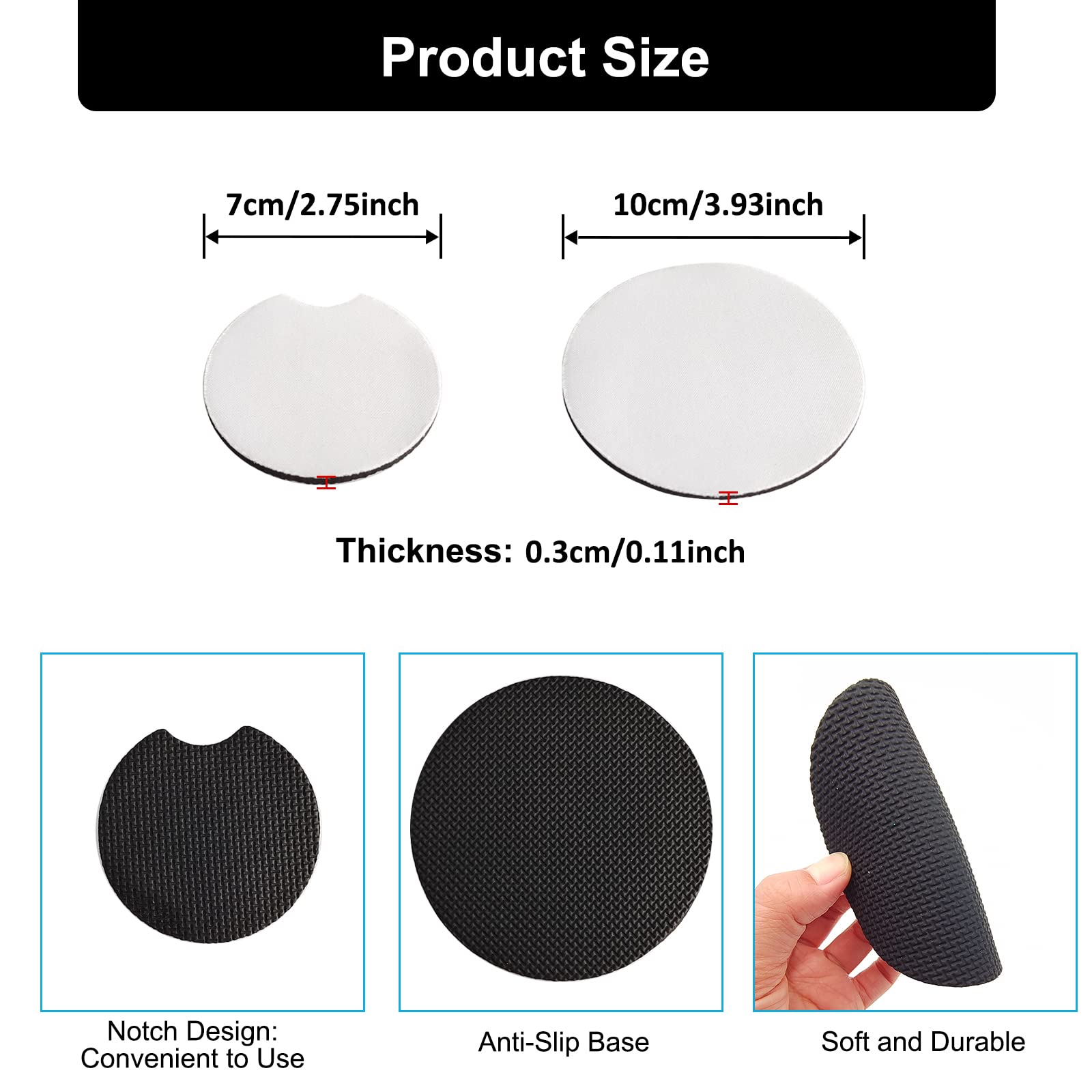 20 Pieces Sublimation Blank Coasters Sublimation Heat Press Cup Coasters Round Sublimation Coasters Car Cup Holder Coasters Neoprene Coaster Cup Mat for DIY Crafts Painting Project Car Accessories