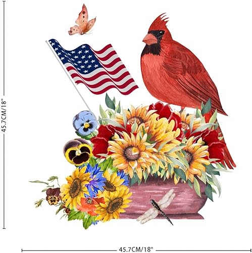 Miniatura 3 de Cuaderno patriótico de cardenales de girasol, decoración del hogar, calcomanía de pared, diseño de flores, pájaros, mariposas, bandera