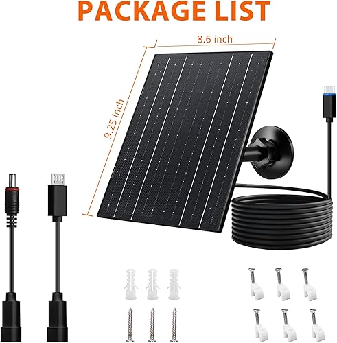 Vista 4 de Zivif Cargador solar de 10 W, panel solar de 5 V para cámaras de seguridad con puertos USB-C/Micro USB/DC de 0.217 x 0.083 in, IP66 impermeable