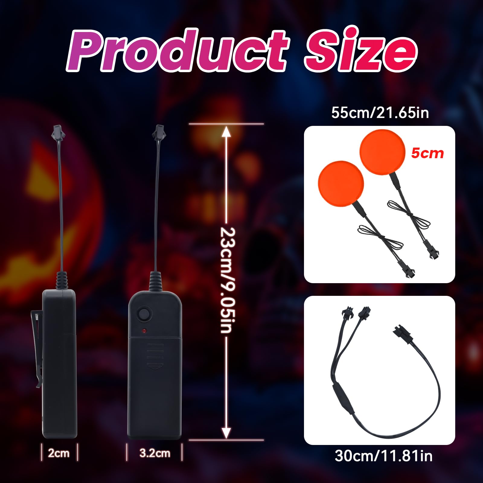 2 Stück 50 mm EL Panel Licht Elektrolumineszenz-El Blatt Panel Licht Runde DIY Schneidbare Hintergrundbeleuchtung Neon Blatt für Cosplay Party Maske Augen Superhelden Helm Dekoration (rot)