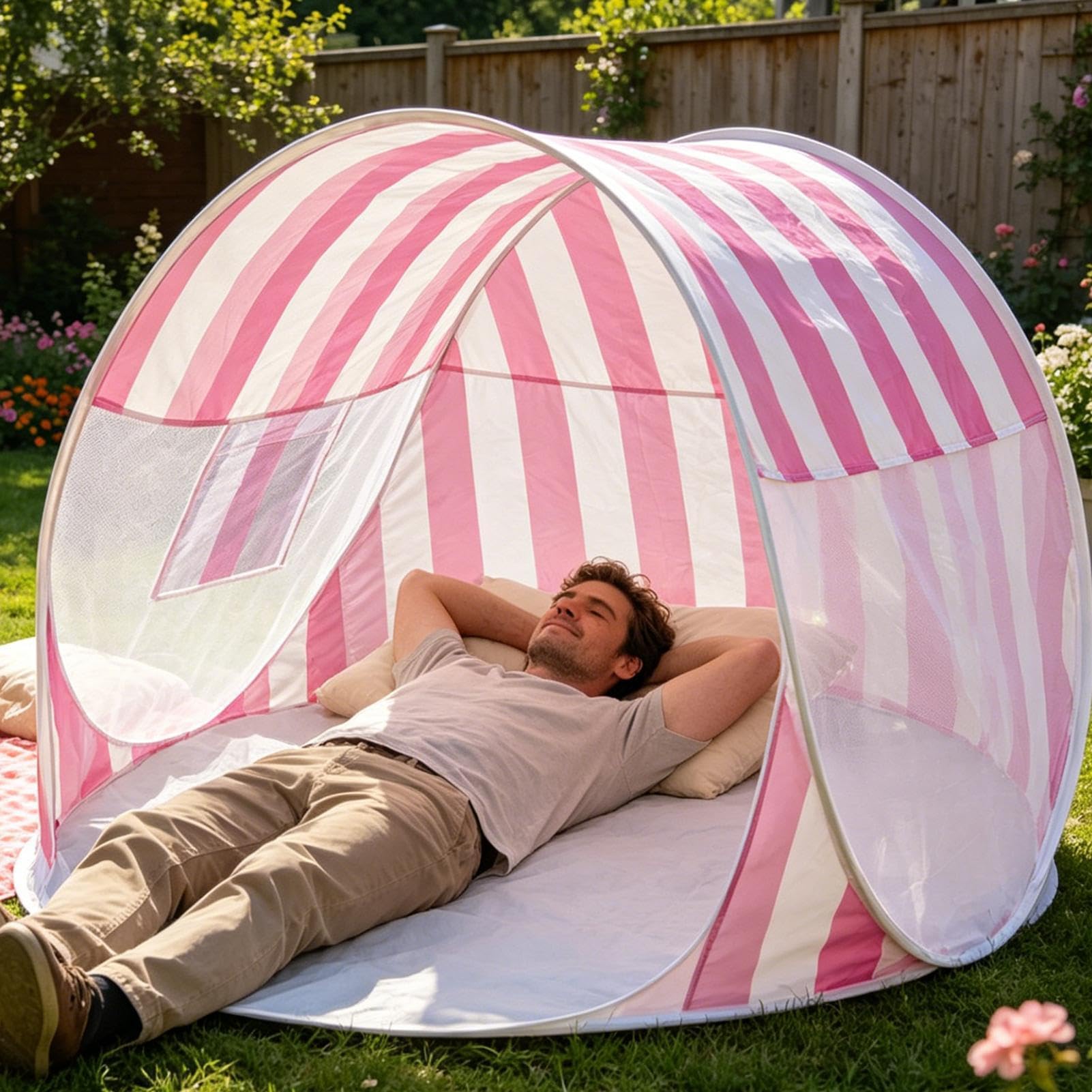 Tenda da spiaggia, protezione UV per 2-3 persone, con borsa pieghevole portatile, tenda da spiaggia facile da montare, per parco prato, uscite da giardino, campeggio, pic-nic, viaggi