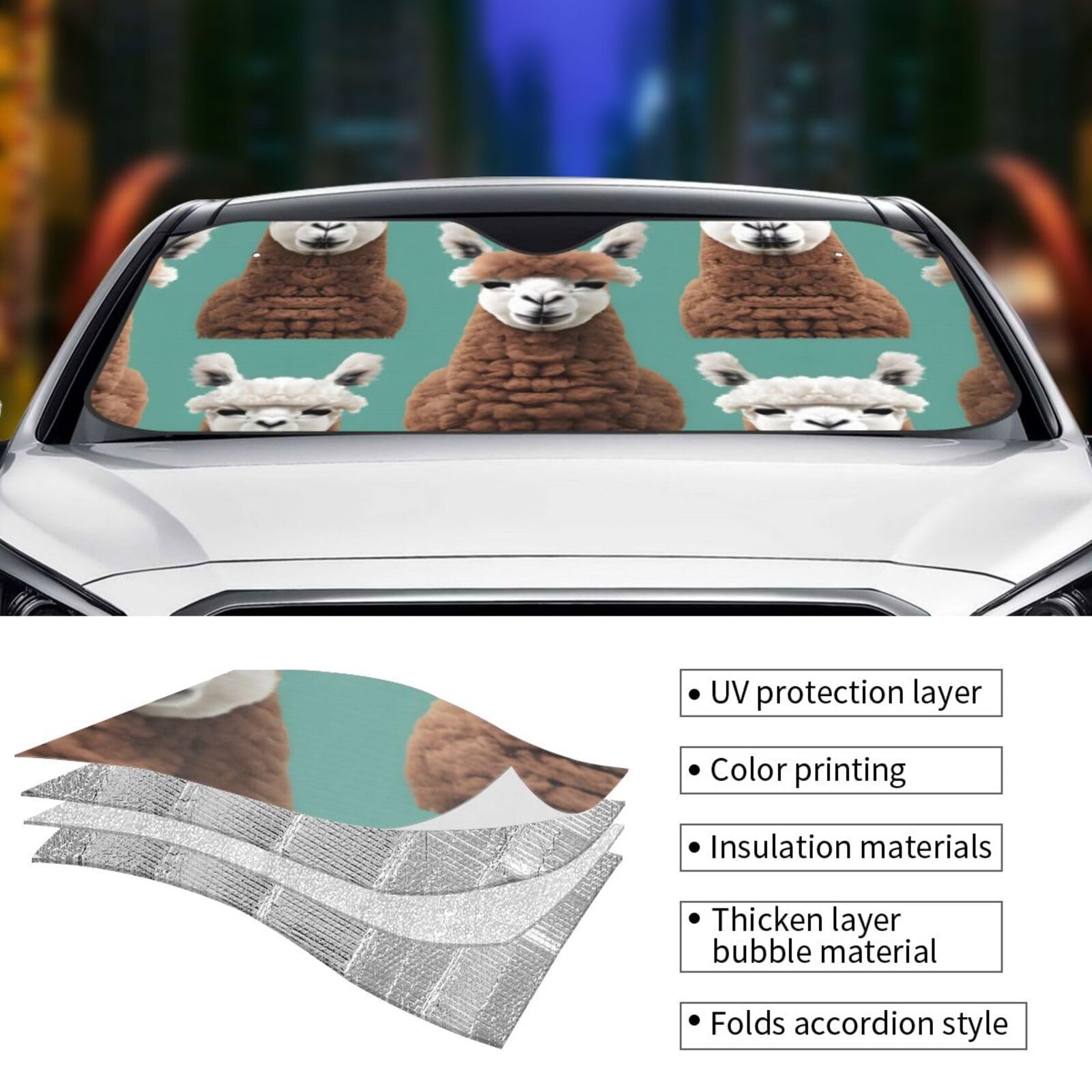 UOIMAG – Pare-soleil De Pare-brise Avant Imprimé Chat Amusant, Ajustement Universel, Protection UV Pour Voiture, Camion, SUV, Berline