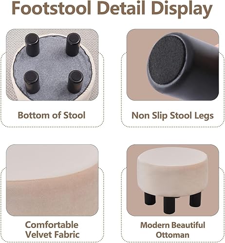 Miniatura 6 de Cpintltr Taburete otomano de terciopelo para sofá, escritorio, reposapiés suave acolchado con patas de pino antideslizantes, muebles de varios