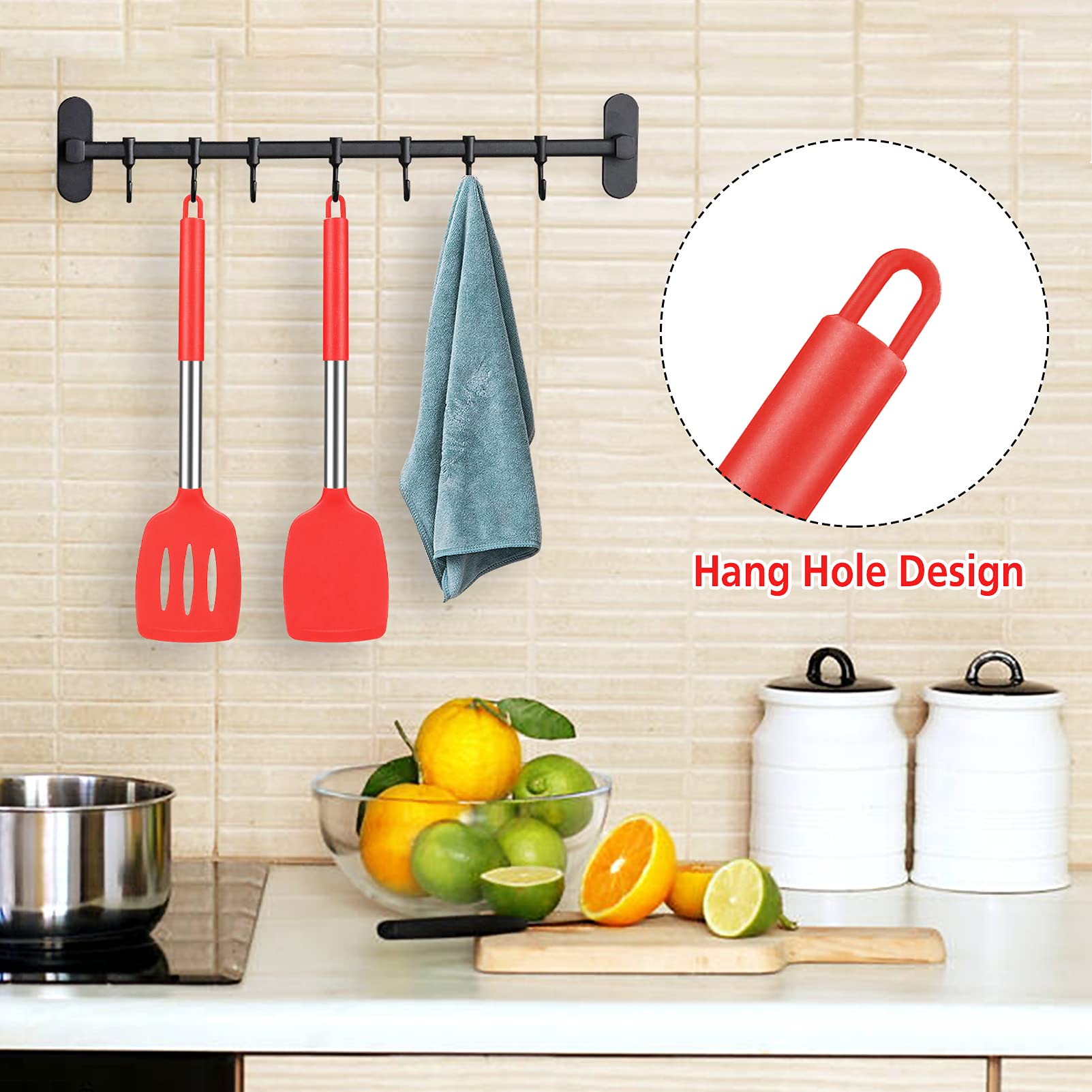 Lot De 2 Spatules Fendues En Silicone, Antiadhésives, Résistantes