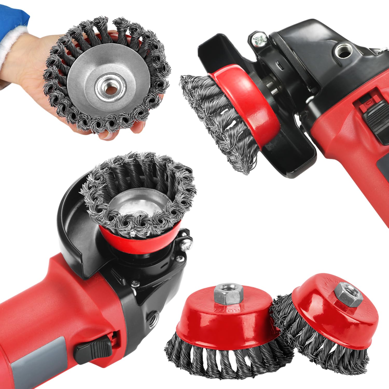 5-teilige Drahtbürsten Set Für Winkelschleifer - 100mm Bürsten Zum Entrosten & Schleifen