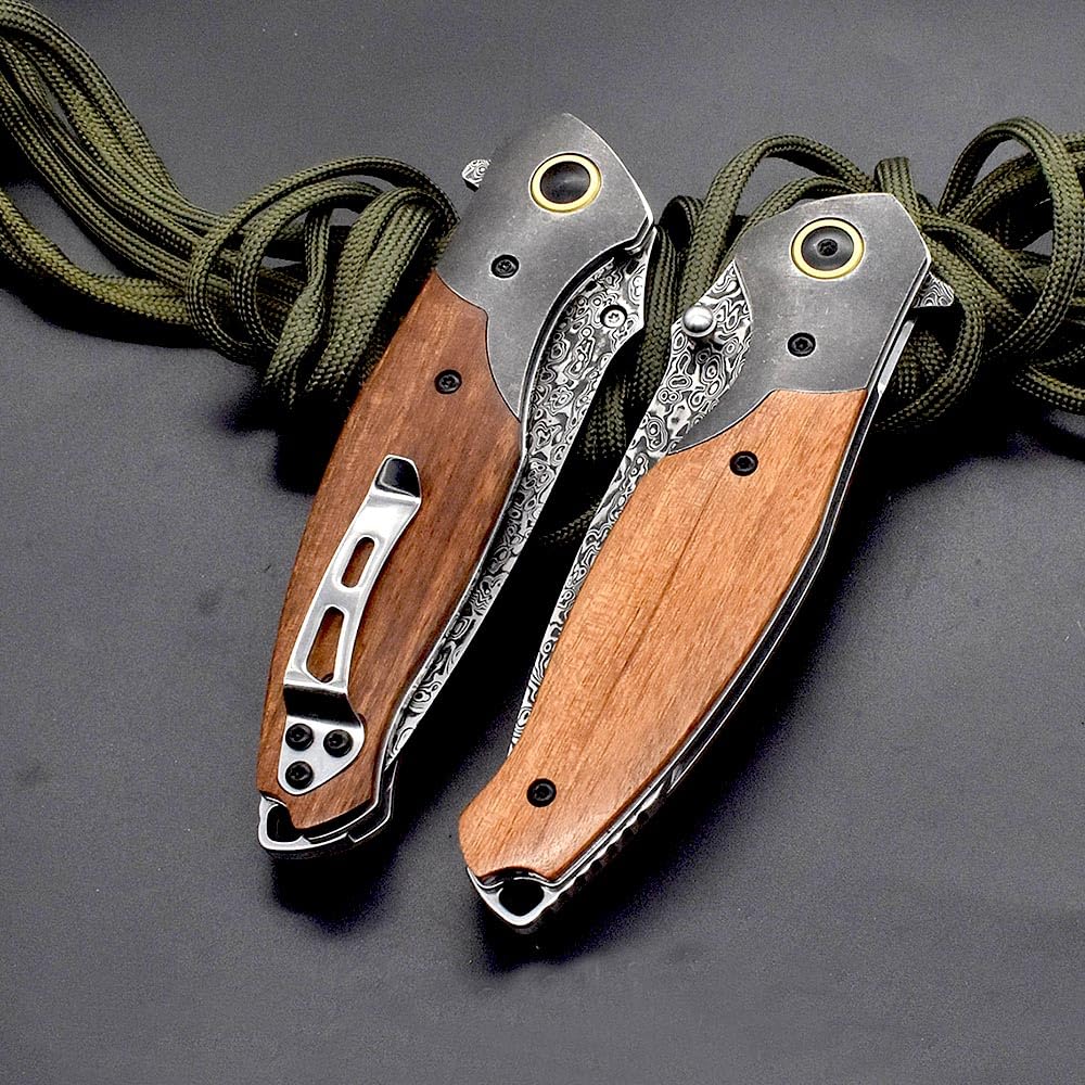 Klappmesser Damaszener geschmiedet taschenmesser Dalbergia Aus Damaststahl Scharfe, Damaskus Geschmiedet Stahl klinge Messer, EDC Messer Outdoor, Damast messer neck knife, klein einhandmesser survival