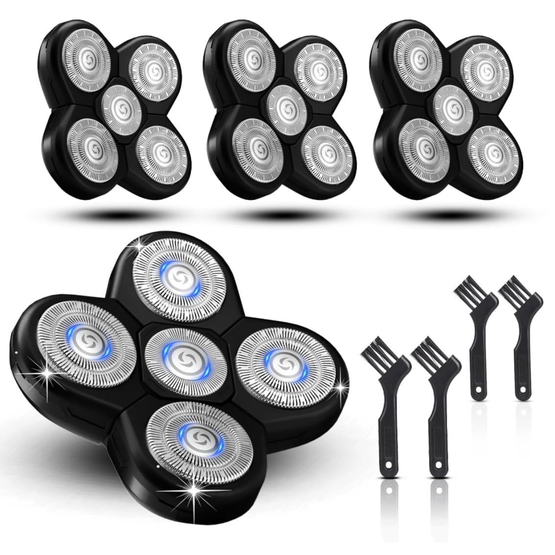 4 Pack Shaver Replacement Blades Compatible with Freedom Head Shaver Kit, 5 Blades Shaver Replacement Heads for Head Shavers for Bald Men, Replacement