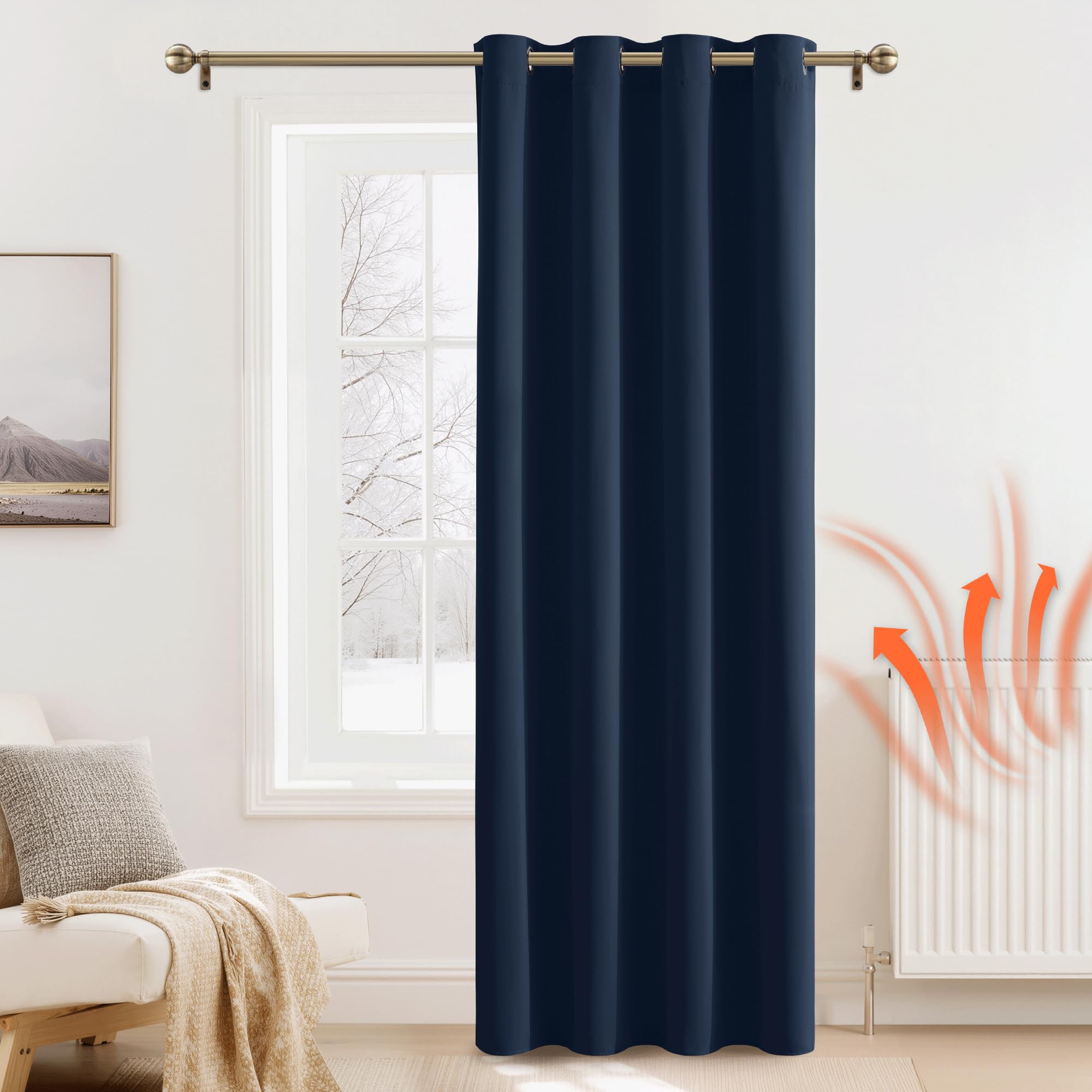 PONY DANCE Tenda Cameretta Bambino 1 Pezzo L 140 x A 240 cm Curtain Oscuranti per Interni Soggiorno con Anelli Termiche Decorazione per Salotto Eleganti, Blu Scuro