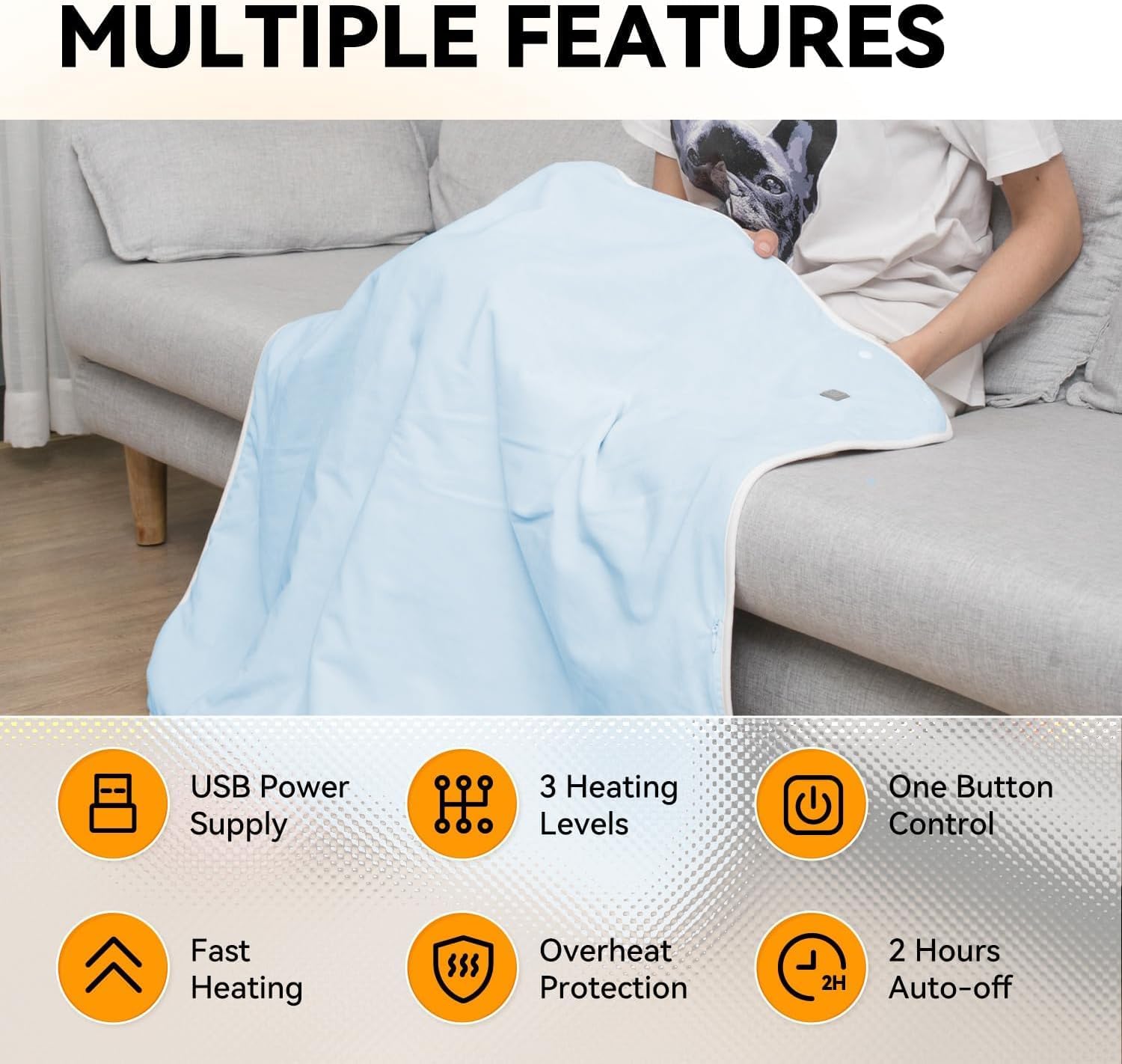 Warm Storm Heated Blanket Electric Knee Blanket, 30"x40" Fast Heating Soft Flannel Electric Blanket Throw with 3 Heat Levels & 2H Auto-Off, Warm Gift for Grandma & Grandpa, Blue (Battery Not Included) - Image 2